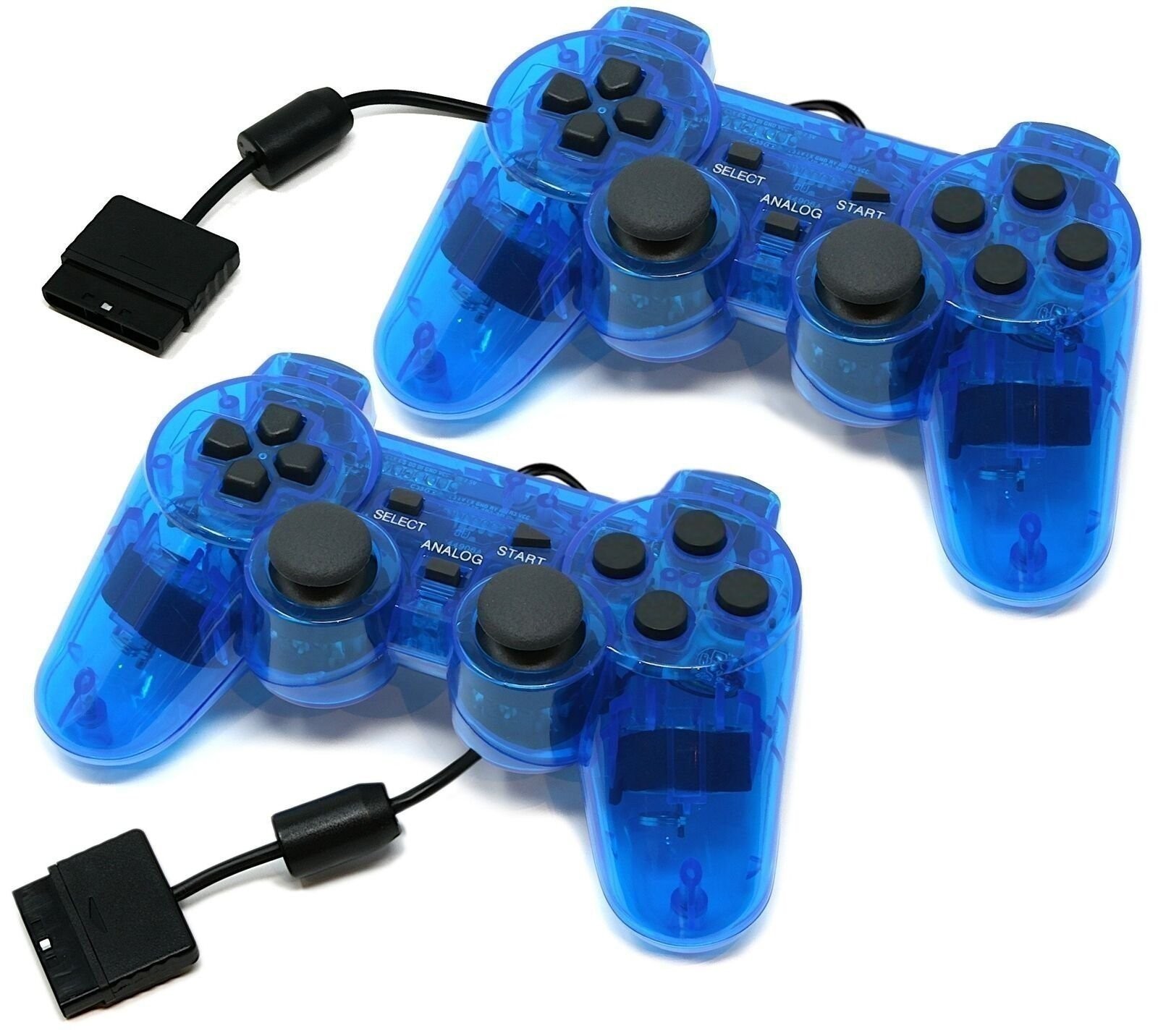 Controller for PlayStation PS2 Wired Blue Red Green 1 to 2 Pack + US Seller