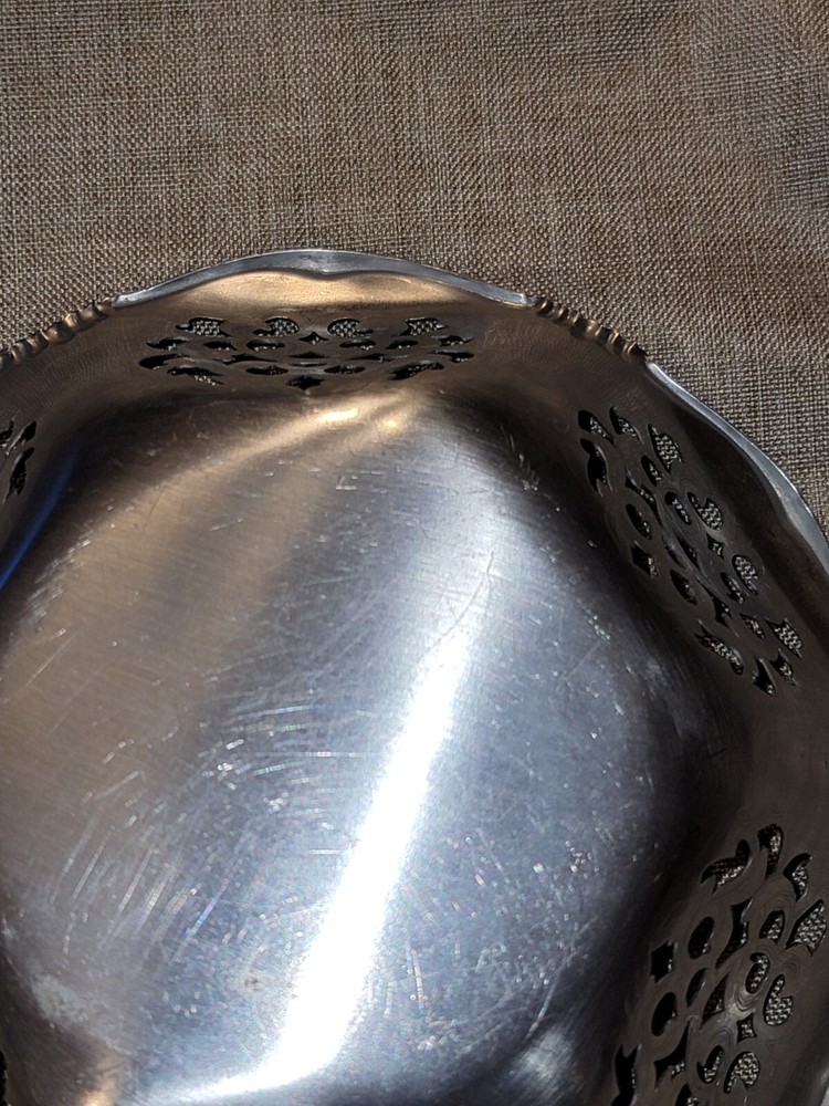 Quist West Germany pierced silver plate 5 1/2” wide dish