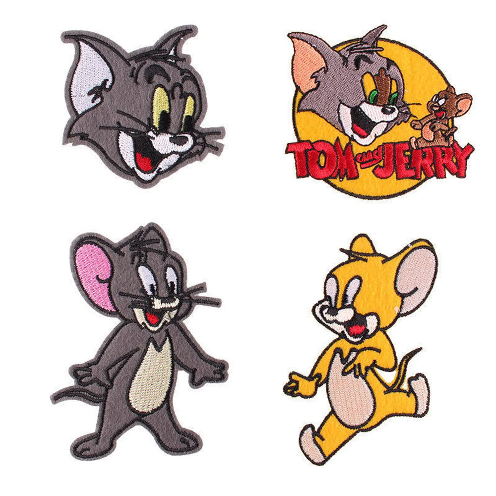 Tom and Jerry Embroidered Iron ON Patch 4 pcs 2 sets