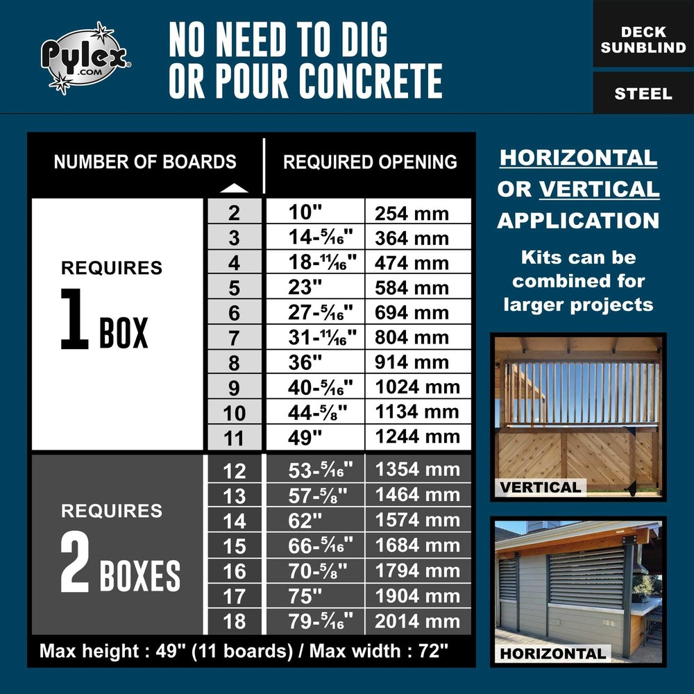 Pylex Deck Sunblind System 11060, Louvers Bracket Shutter Hardware Kit, Up to...