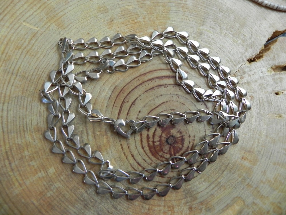 Gorgeous Silver Plated Open HEARTS Link Chain Necklace 31"