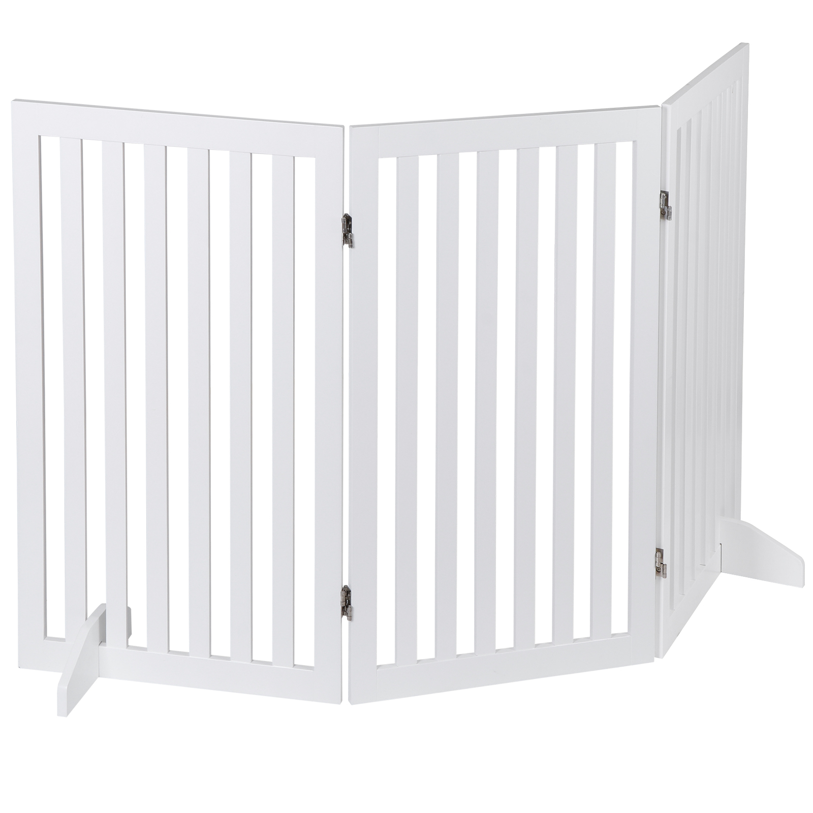 36'' H Foldable Pet Dog Gate Freestanding Dog Carrier for Doorway Indoor White