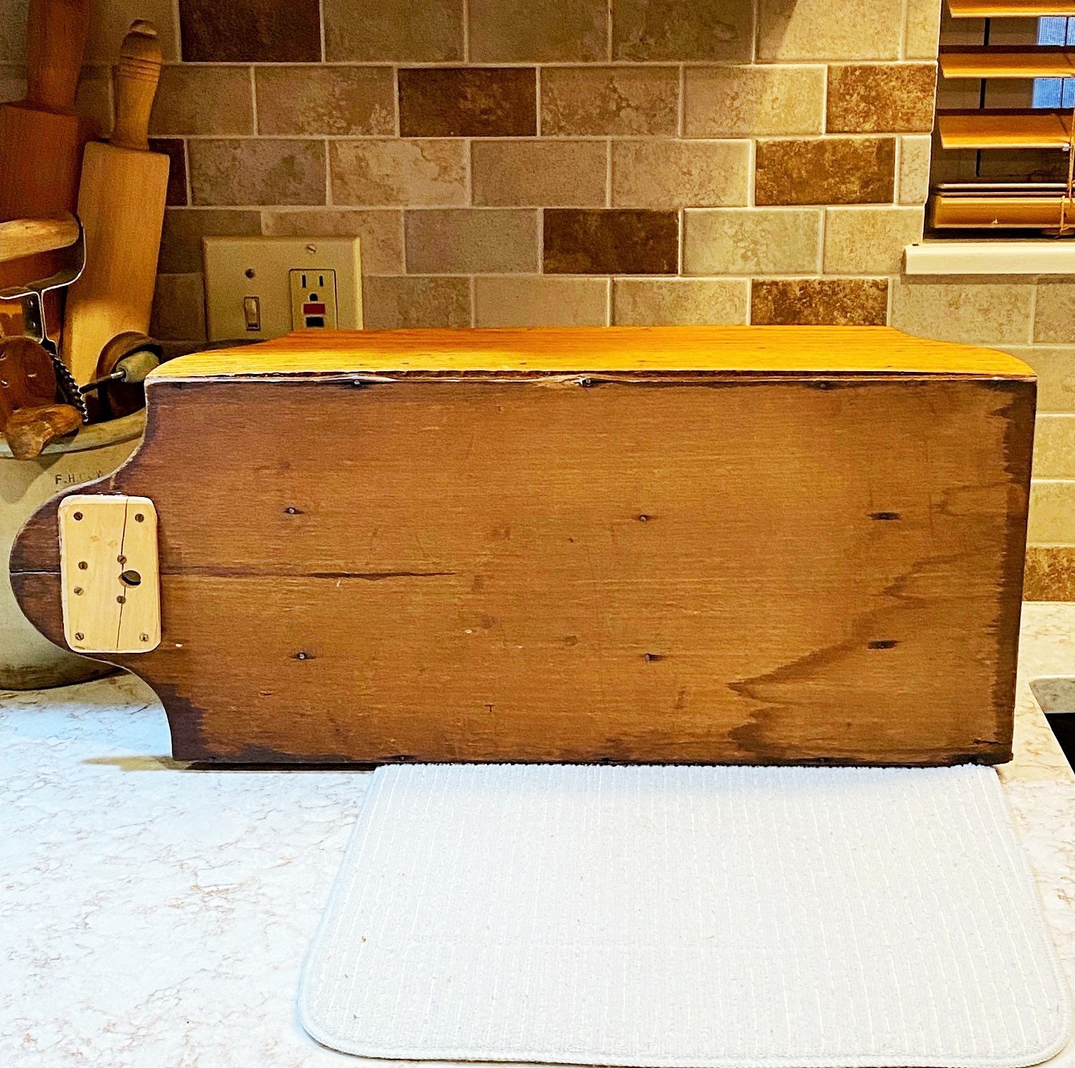 Antique OAK Wood Apothecary Spice Cabinet Primitive 11 Labeled Drawers 24" x 10"