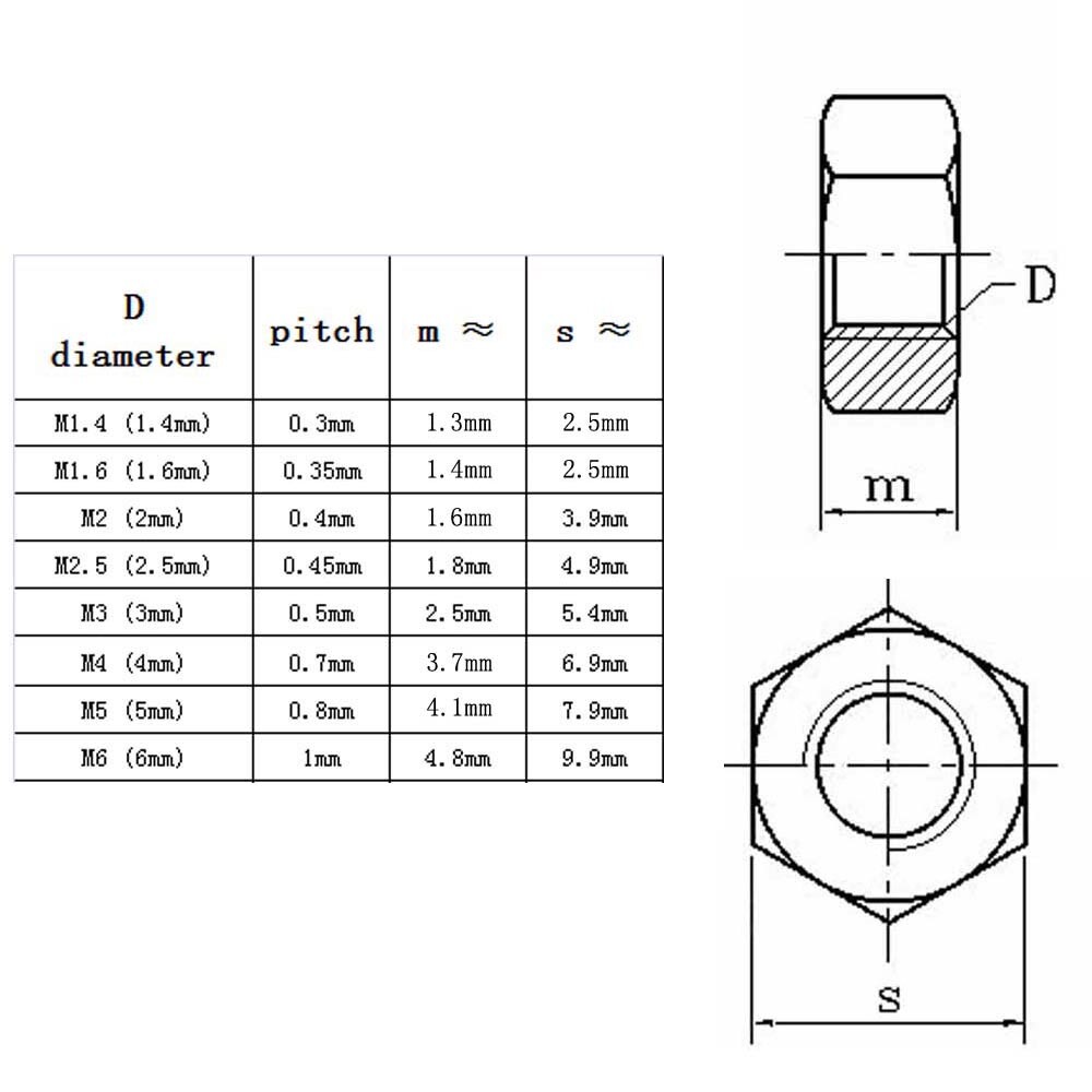 450pcs/box Mix M1.4-M6 Small Micro Hex Hexagon Nut Assortment Kit Solid Brass