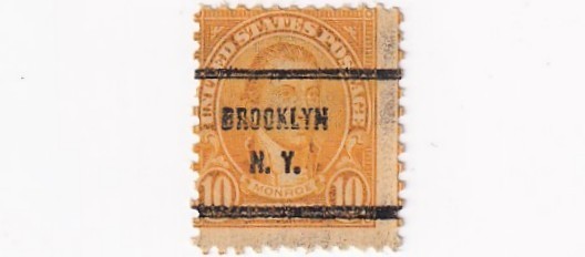 STAMP US SCOTT 642 "Monroe" 10 CENT 1942 PRECANCEL BROOKLYN - V