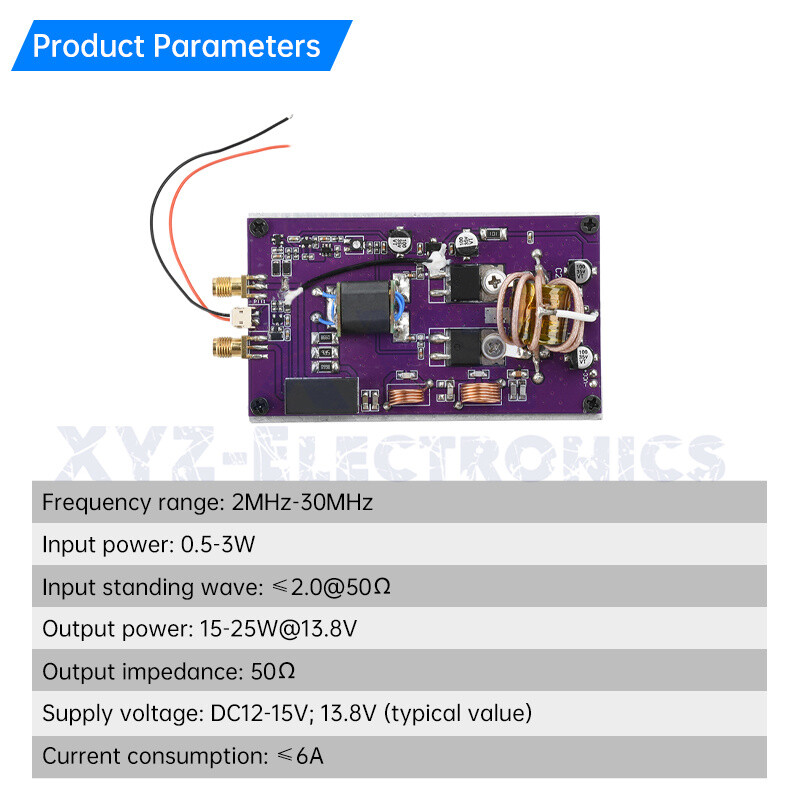 20W Portable Short Wave Amplifier Module Transceiver Automatic Converter 30MHz