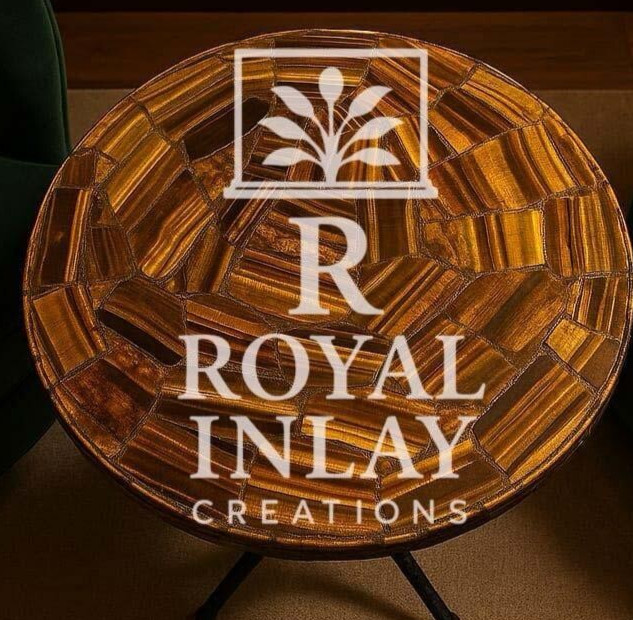 Golden Tiger Eye Gemstone Table – Handcrafted Round Side & coffee Table