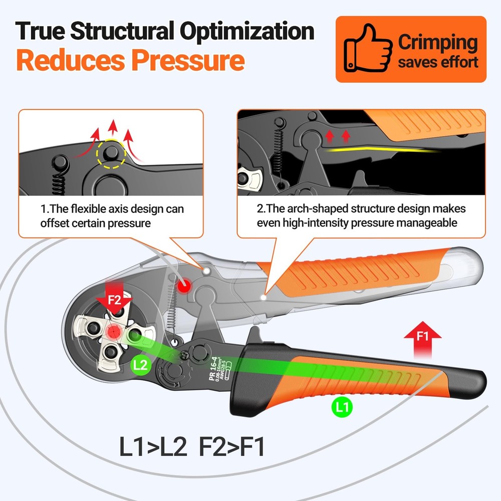 Preciva Ferrule Crimping Tool Kit with Portable Suitcase, Square Silver