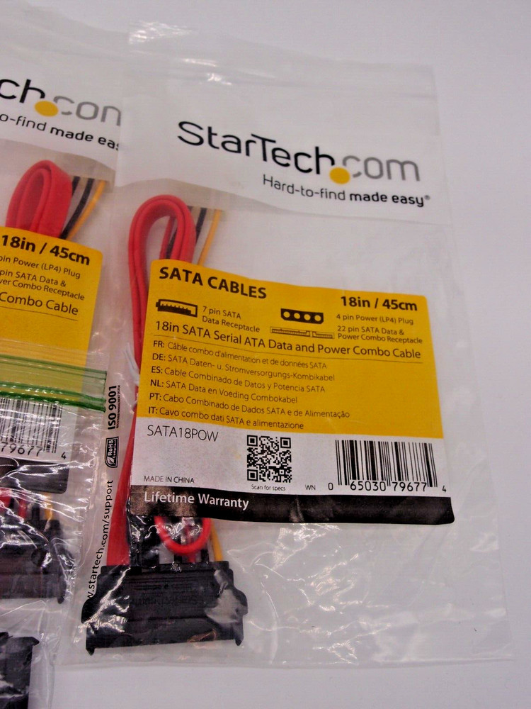 Startech 18in SATA Serial ATA Data and Power Combo Cable (1 each)