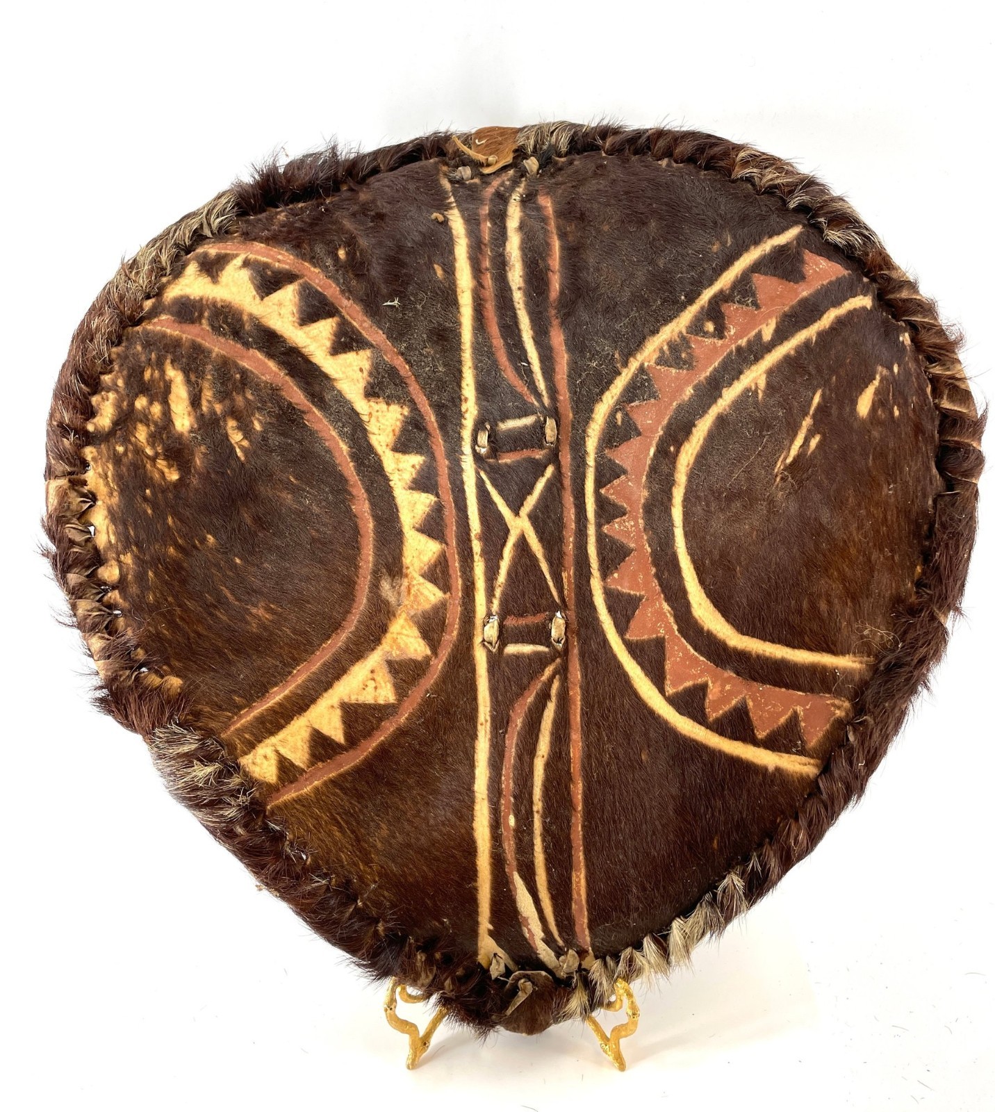 African Maasai Warrior Tribal Shield Animal Hide Vintage Large