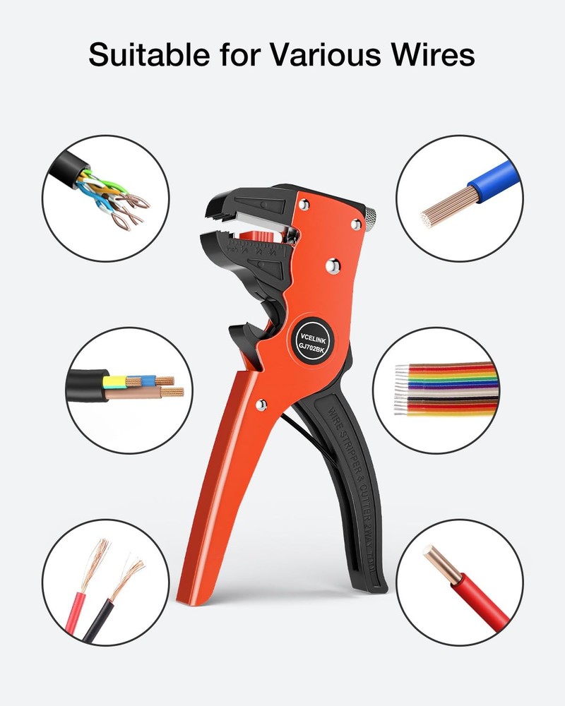 VCELINK Automatic Quickstrip Wire Stripper and Cutter, Professional Black