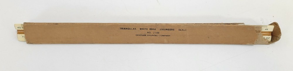 Vintage Triangular White Edge Engineers Scale No 2148 Case Charles Bruning Co