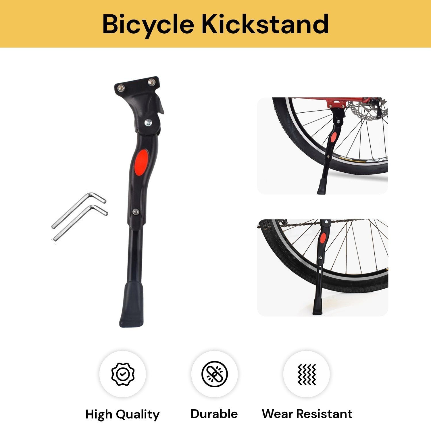 Adjustable Bicycle Kickstand Non-Slip Easy Bike Side Kick Stand for Most 16"-26"
