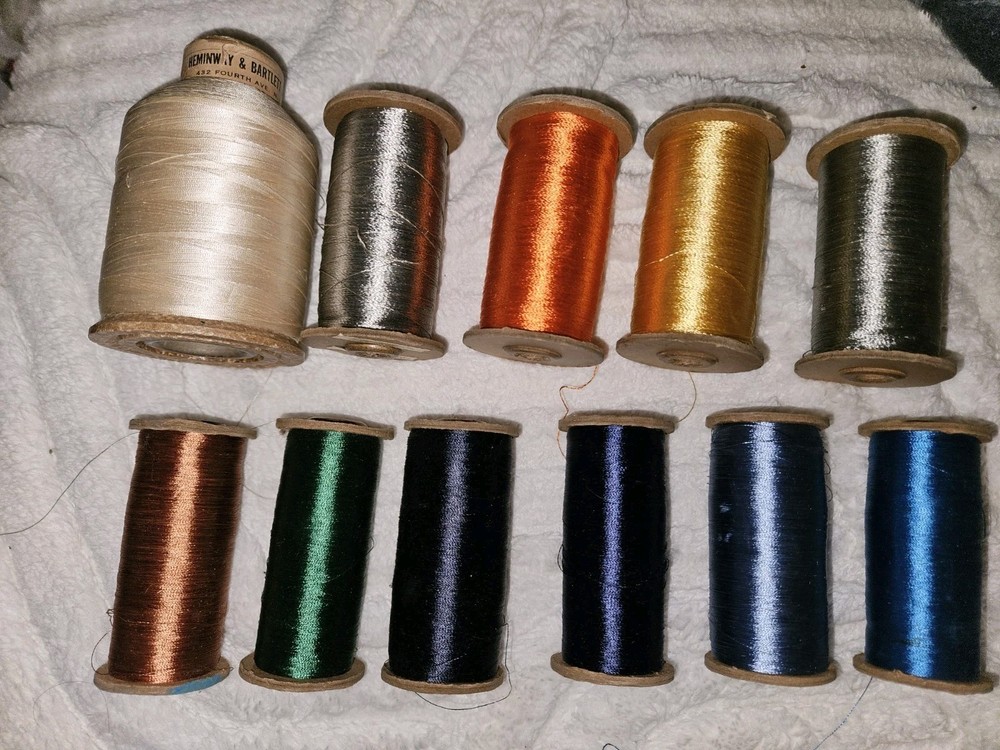 Lot 11 Vtg Large Spools Rayon Machine Embroidery Thread