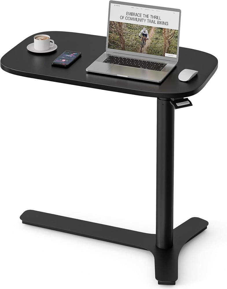 Overbed Bedside Table W/ Hidden Casters,30 Inches Adjustable Height Pneumatic
