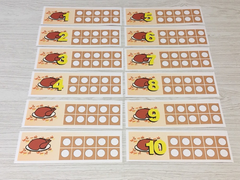 Thanksgiving -Turkey Dinner Ten-Frames - Laminated Activity Set - Teaching