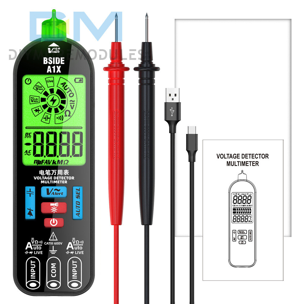 BSIDE A1X Digital Multimeter 1999 Counts AC/DC Voltage Tester Resistance Meter