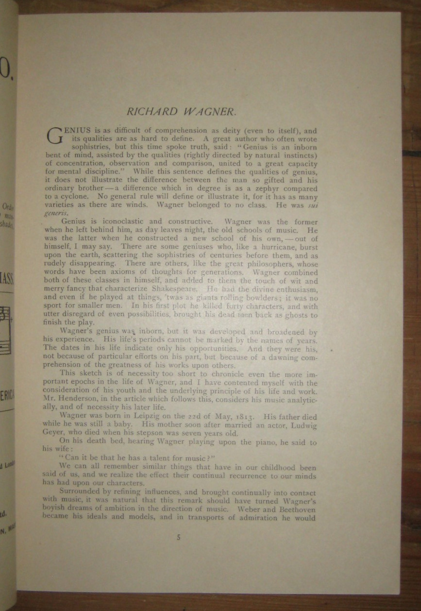 Souvenir Season Of Wagner Opera In German 1895-96, by Damrosch Opera Co.
