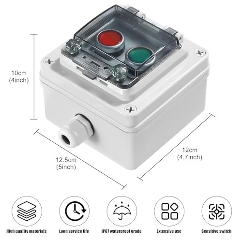 IP67 Button Switch Outdoor Waterproof Box 2 Push Red and Green Automatic Rest