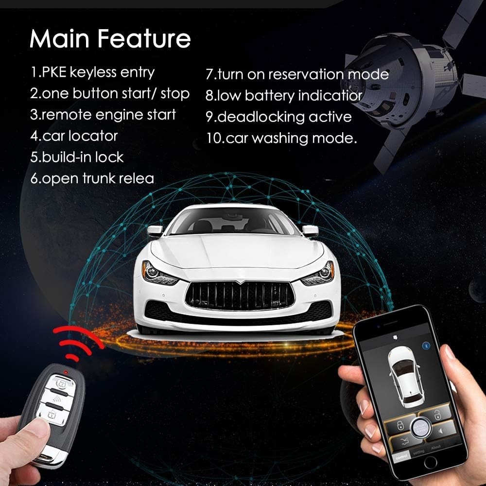 PKE Remote Starter Kits Universal Car Remote Engine Start for Car One Key Pus...
