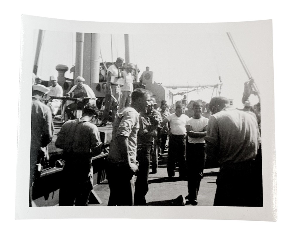 1940s Photo U.S. Military Aboard Naval Ship Deck