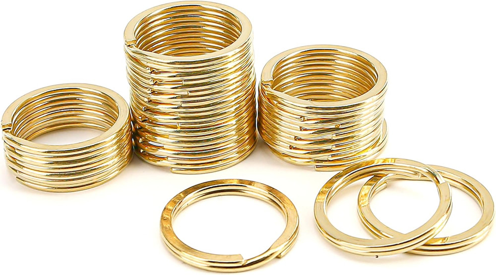 20 PCS Brass Flat Split Key Rings, 25Mm (1") Diameter, Solid Brass Keyrings for