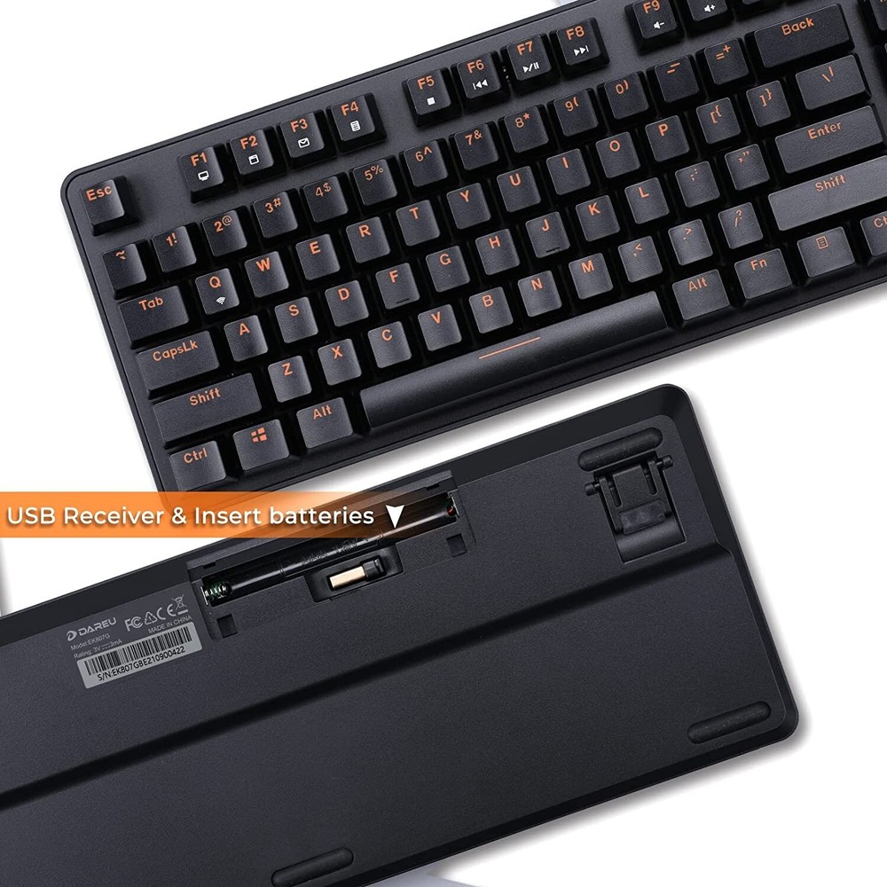 Wireless Working Keyboard, DAREU TKL Ergonomic Mechanical Wireless Keyboard