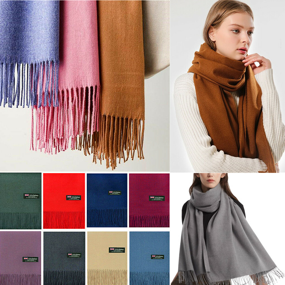 Oversized Blanket 100% Cashmere Large Scarf Shawl Wrap Plain Solid Scotland Wool