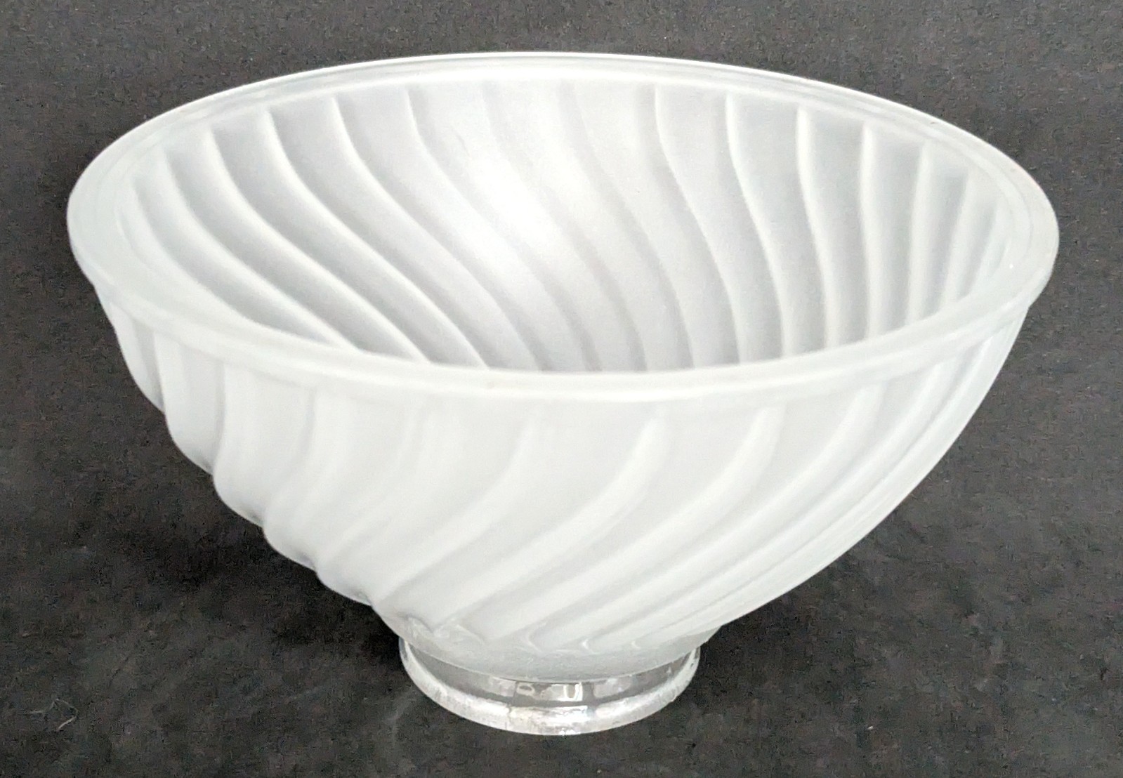 NOS! Frosted Swirl 6-1/2” dia. Low Bowl Glass Light Shade 2-1/4” Fitter VG Cond.