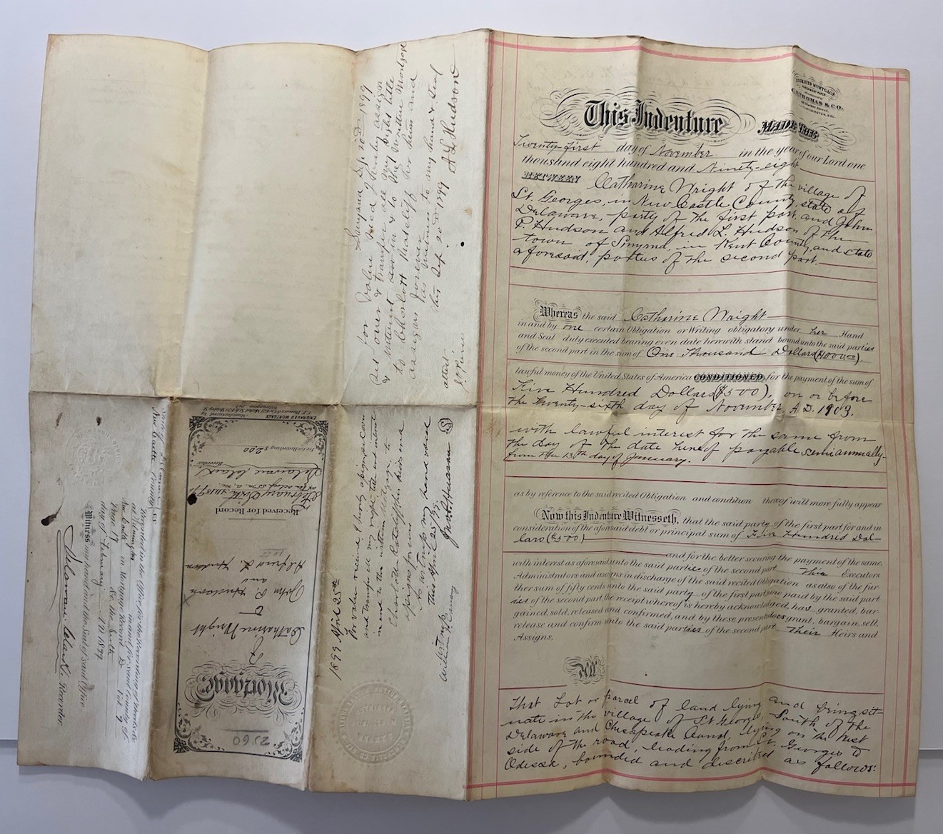 Antique 1865 Deed, 1899 Deed & Mortgage, and 1906 Mortgage Documents - Delaware