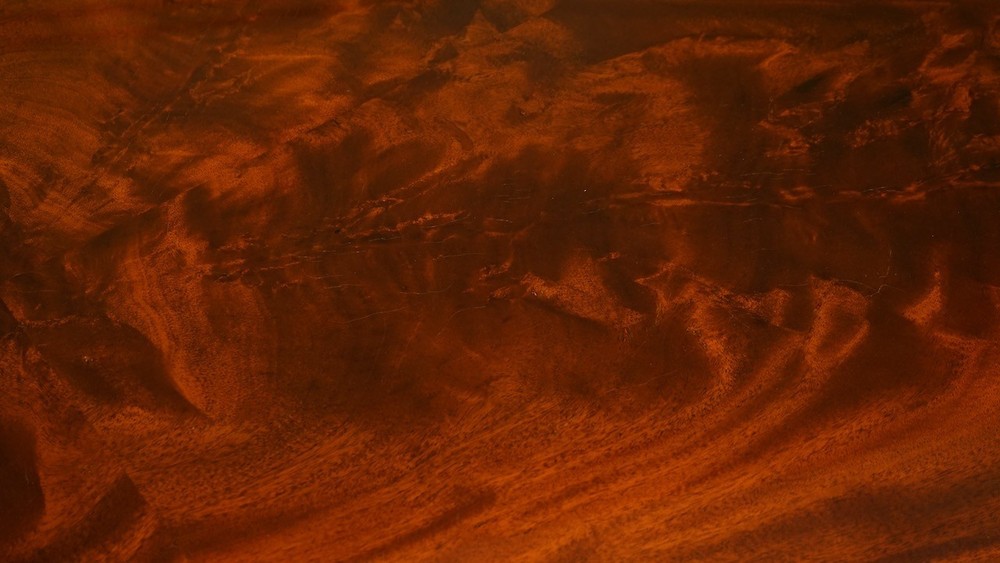 Rectangular Flamed Mahogany Coffee table with banding and lower shelf