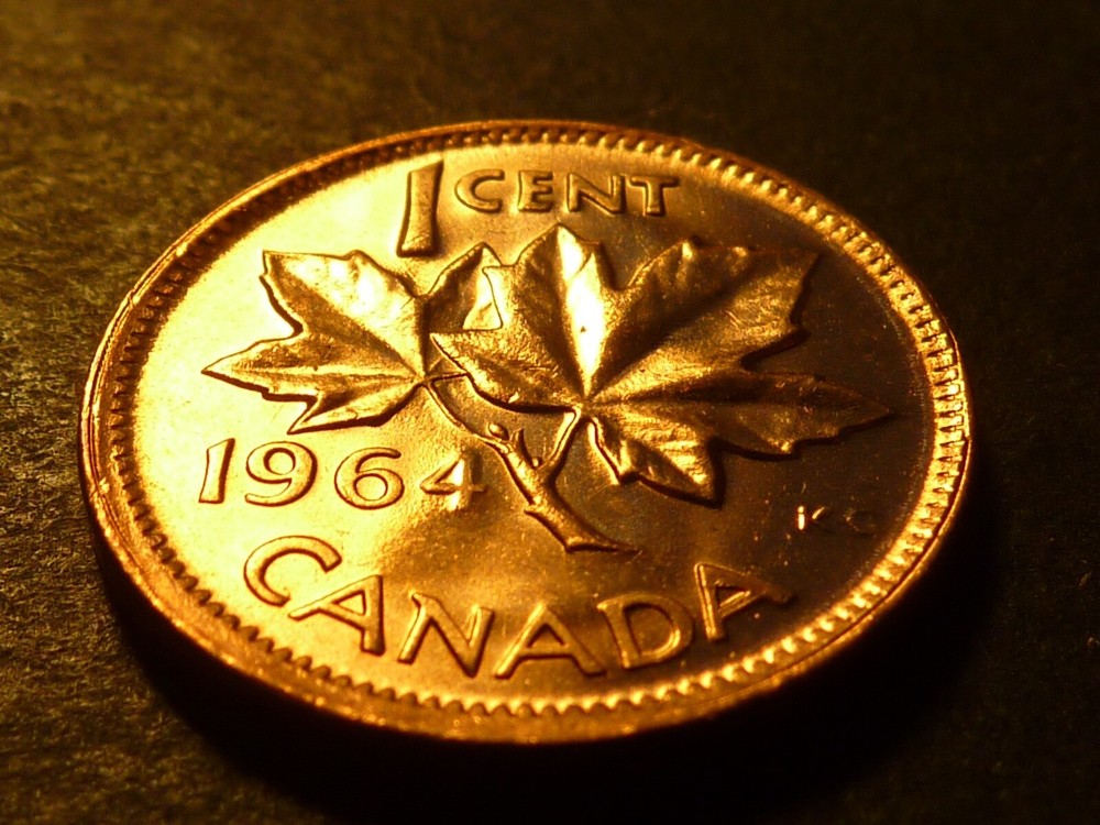 Misaligned reverse die - Canada 1964 BU 1-cent, from mint bag