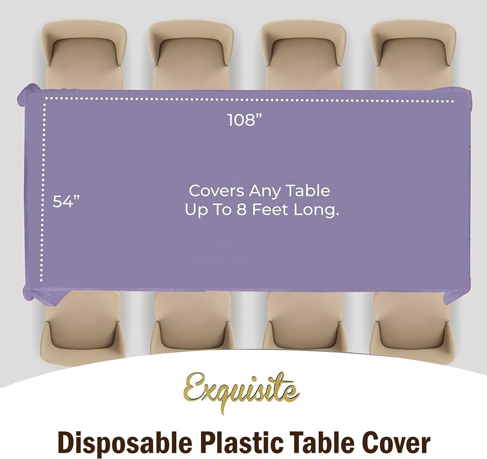 12-Pack Premium Plastic Tablecloth 54in. x 108in. Rectangle Lavender