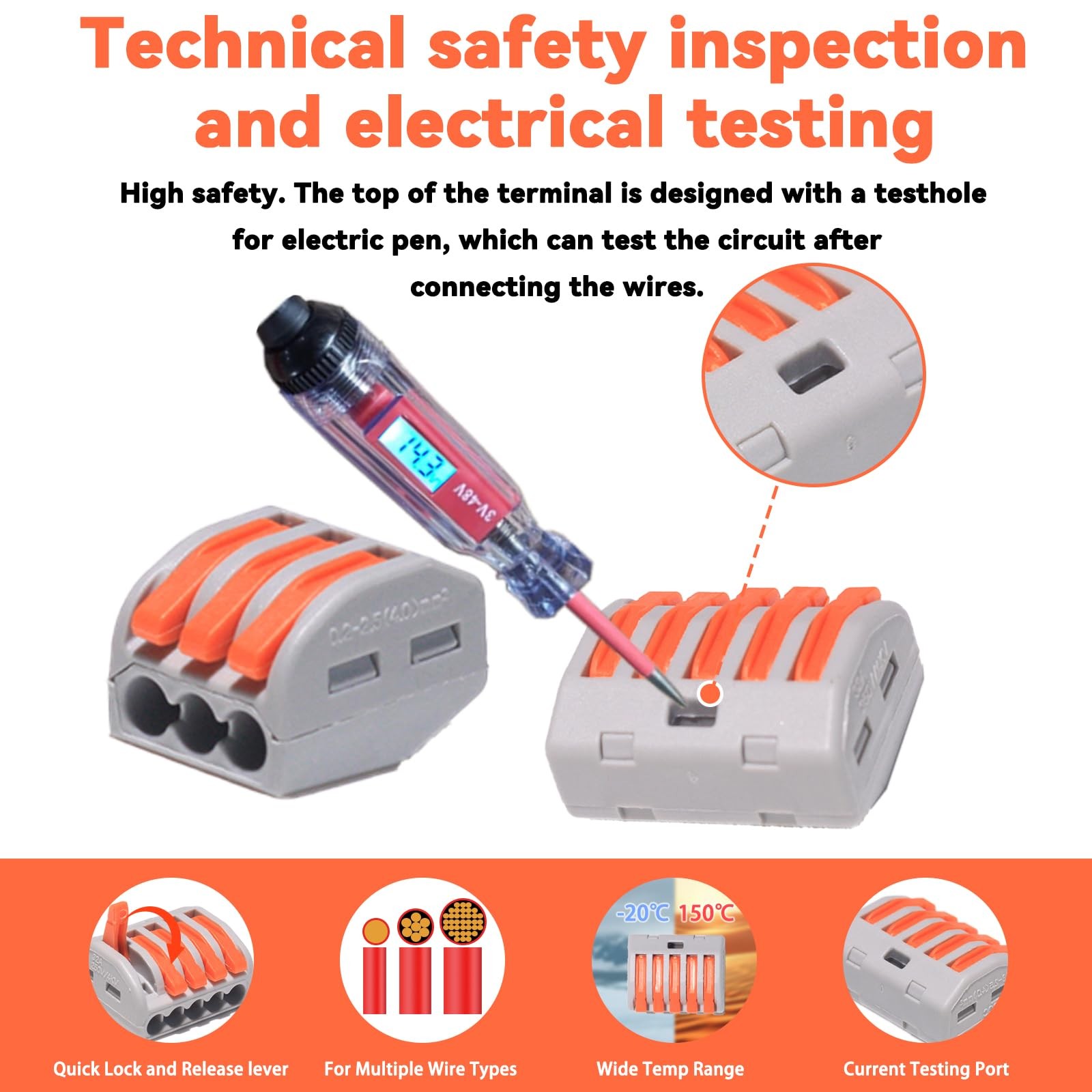 20 PCS Lever Wire Electrical Connectors Nuts Assortment Kit with 28-12 AWG, M...