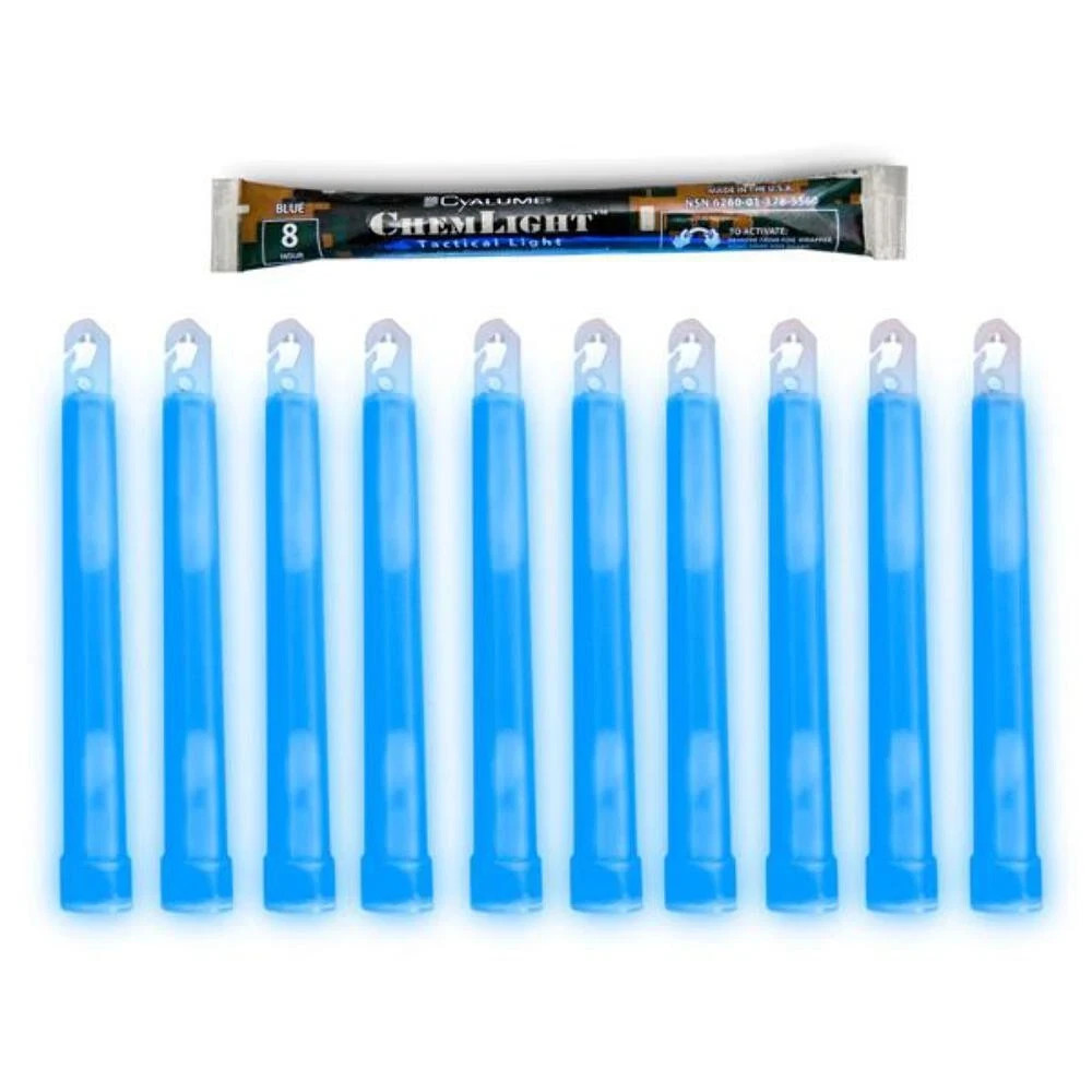 Cyalume 6" Tactical ChemLight - BLUE, 8 Hour (10-Pack)