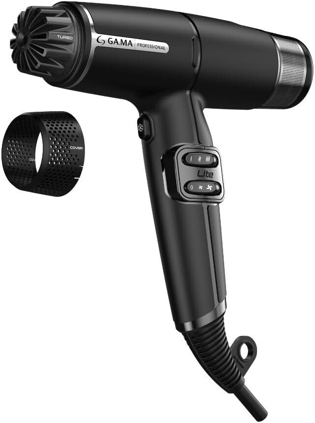 GA.MA IQ LITE Hair Dryer 110K RPM Brushless Motor, Oxy-Active - Black