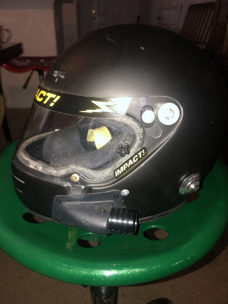Impact Champ Racing Black Helmet, Medium Size Used.