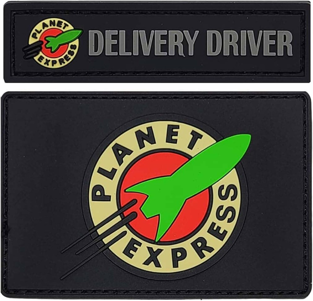 Futurama Planet Express Delivery PVC RUBBER PATCH |2PC SET  HOOK BACK 3.0 inch