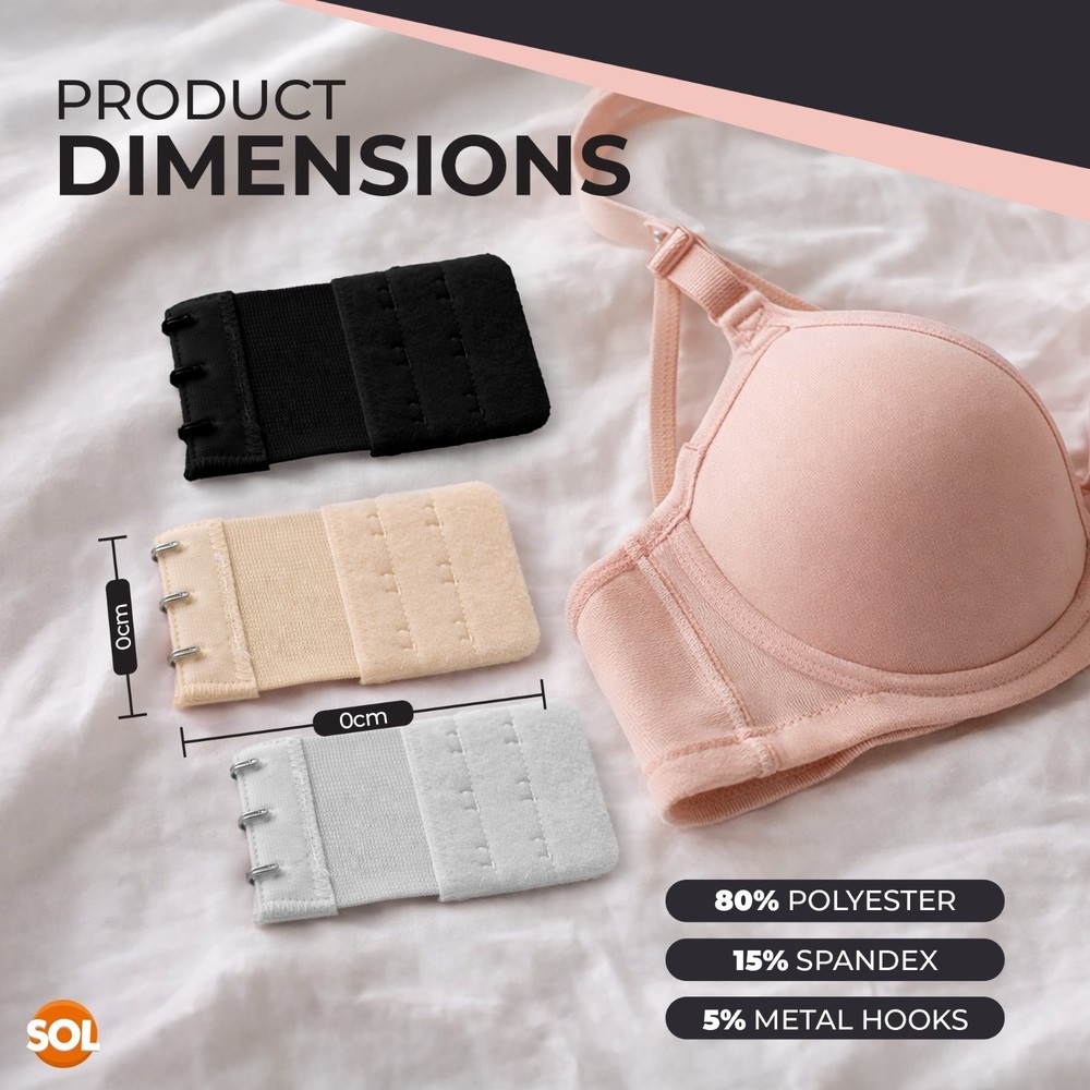 3 Row Bra Extender 3 Hook Extension Strap Strapless Underwear Maternity Elastic