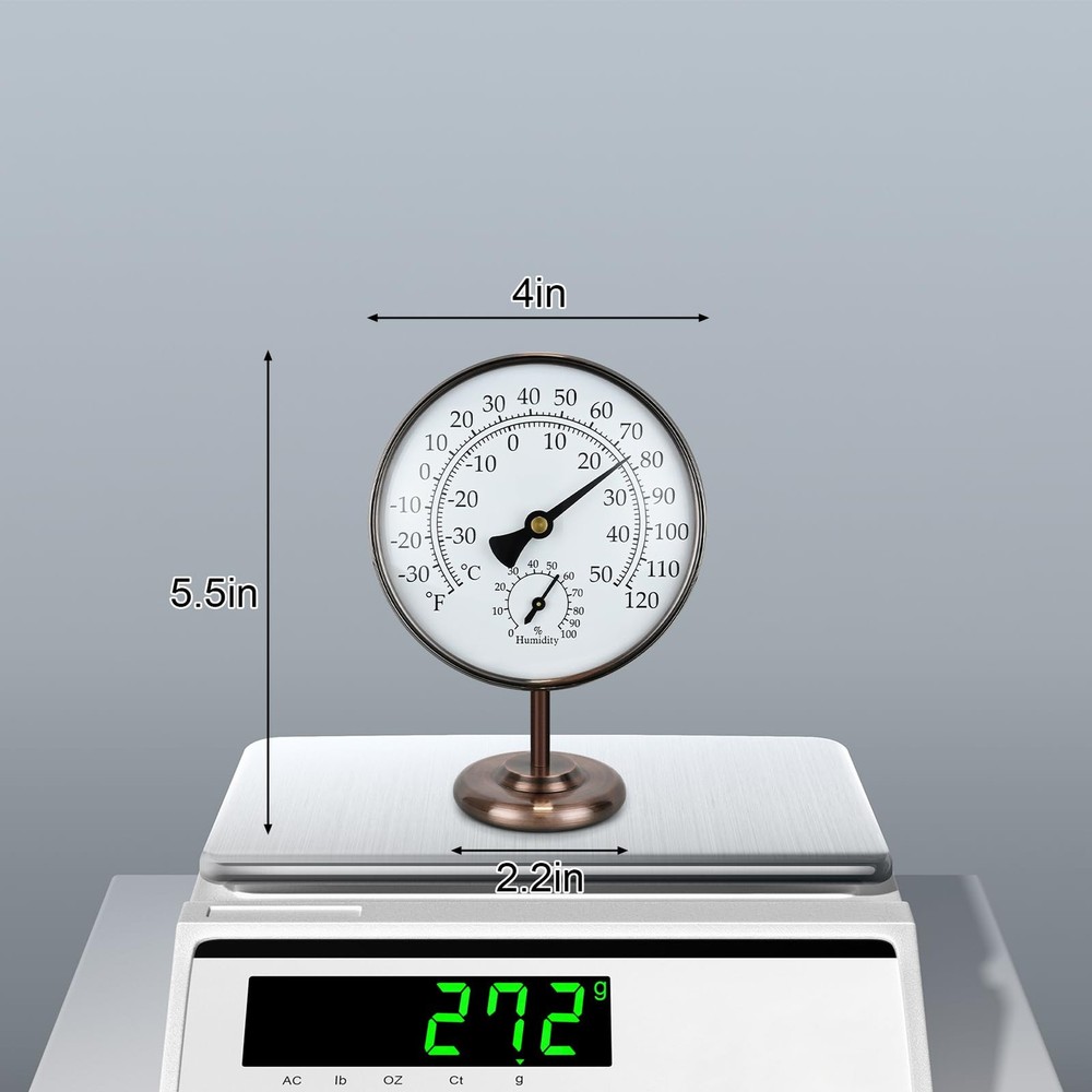 4’’ Outdoor Thermometer Hygrometer - Solid Brass Analog Temperature 4 in
