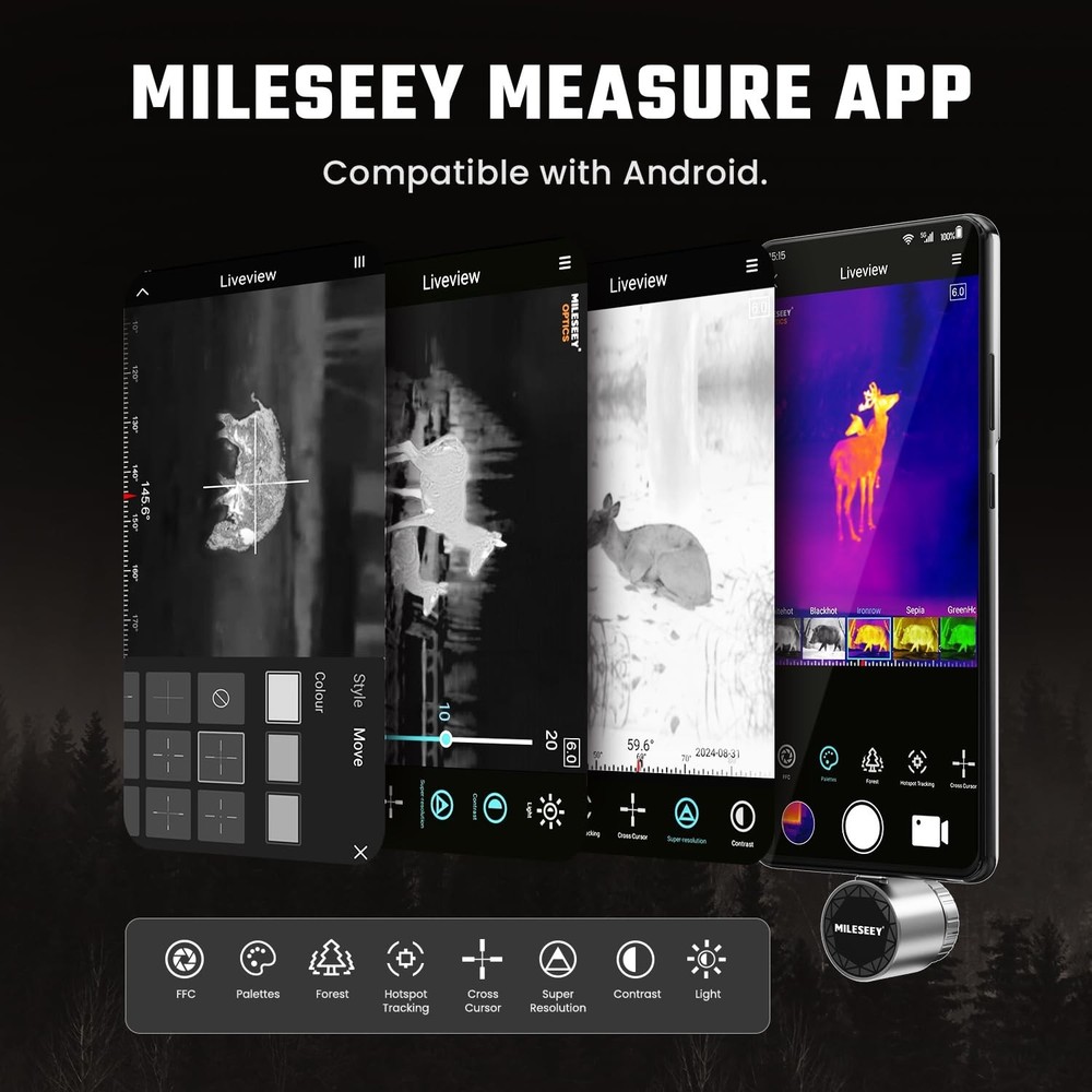 MiLESEEY TNV30i Thermal Imaging Monocular Night Vision Camera for Android, 15...