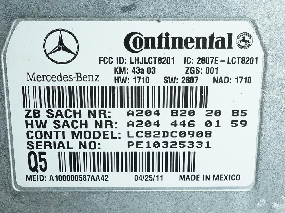 2010 - 2013 Mercedes Benz E Class W212 Voice Communication Computer Module