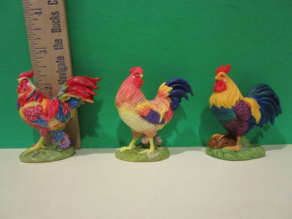 LENOX 3 ROOSTER CHICKEN SET BARNYARD BUNCH --- --- NO BOX