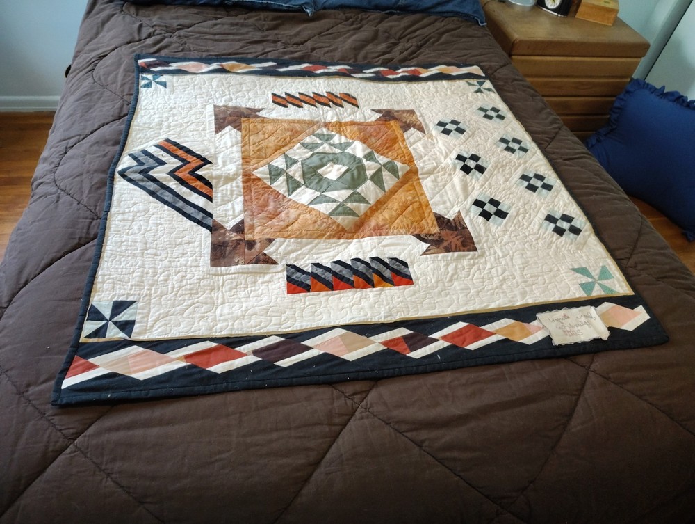 Quilt Handmade Handcrafted Reversible Small Brown