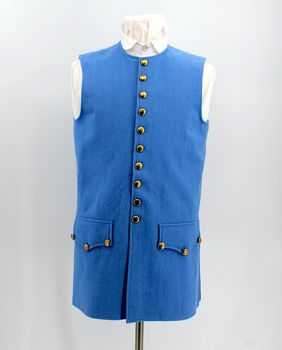 French Blue Wool Colonial Waistcoat Size 42 / Large