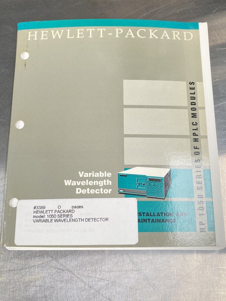 Hewlett Packard HP 1050 Variable Wavelength Detector - Users Guide / Manual