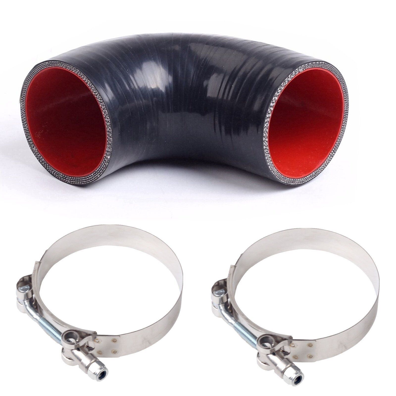 90 Degree Elbow Silicone Hose/Intake/Intercooler Pipe Turbo Coupler + Clamps