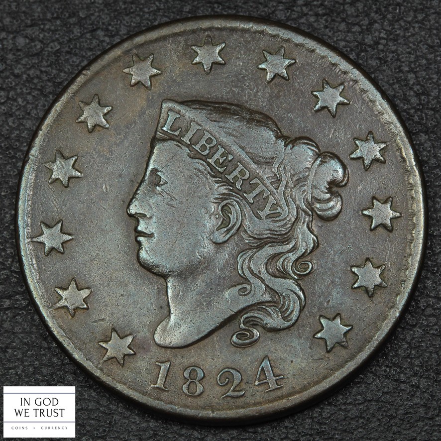 1824 Coronet Matron Head Copper Large Cent 1C