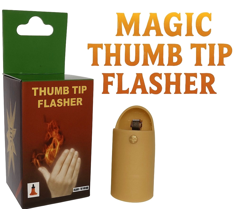 THUMB TIP FLASHER Magic Fire Stage Finger Effects Prop Flint Striker Flash Hand