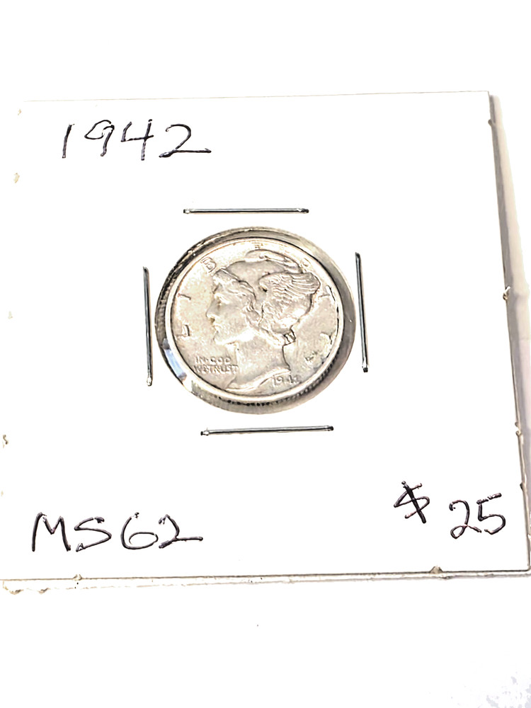 1942 Mercury Head Dime * 2 Split Bands * Brilliant Uncirculated